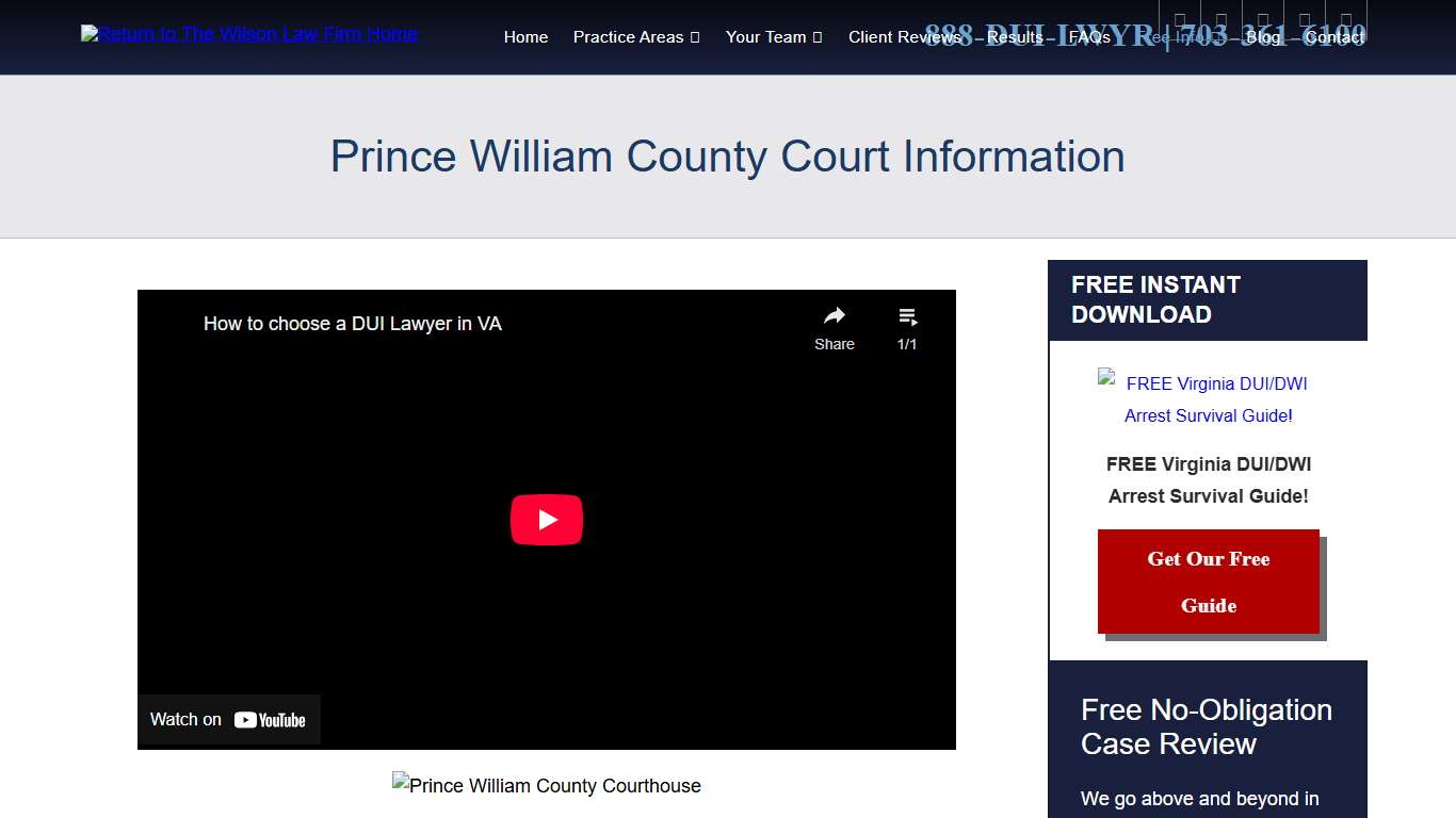 Prince William County Court Information The Wilson Law Firm