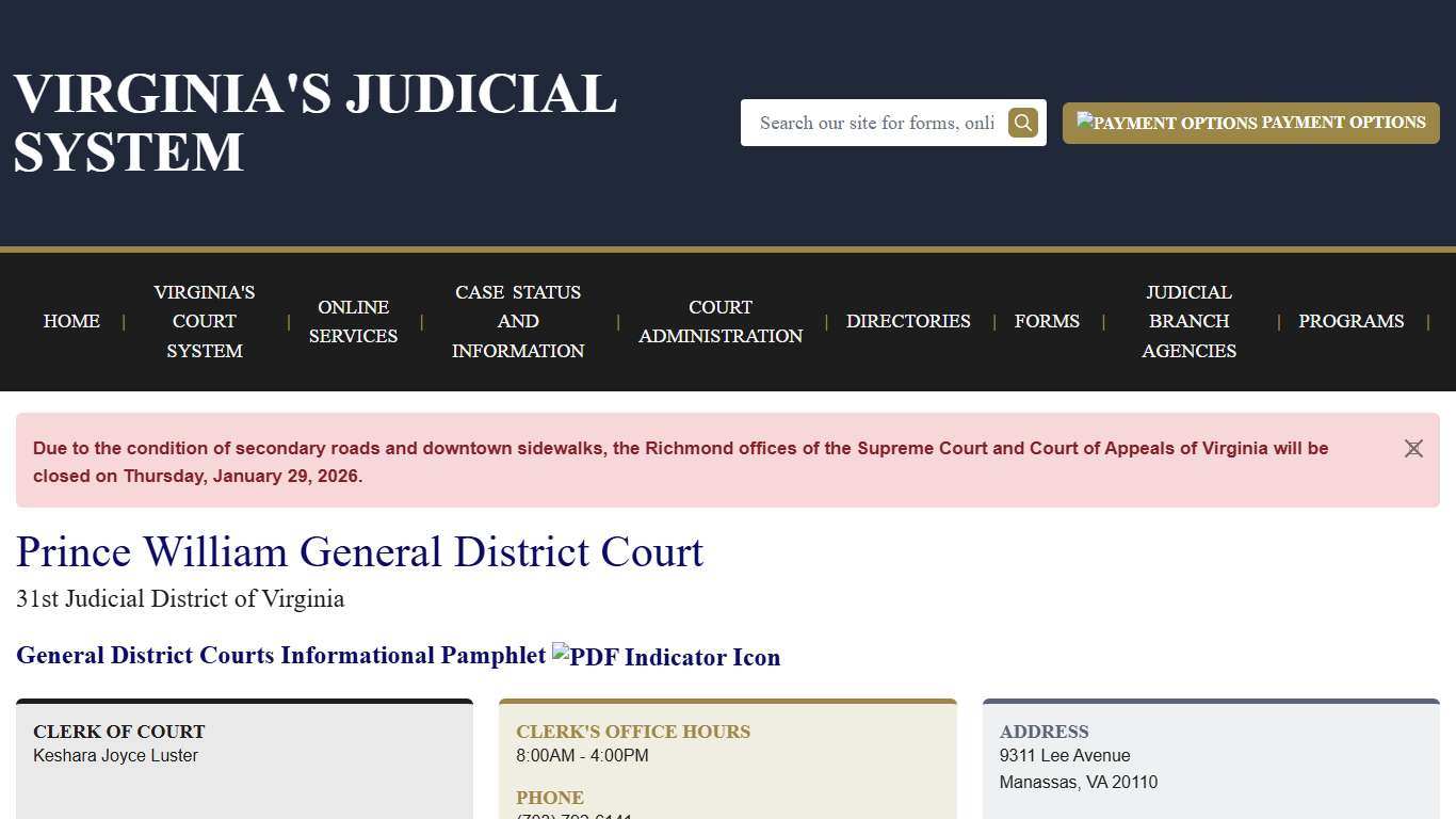 Prince William General District Court Virginia Court System